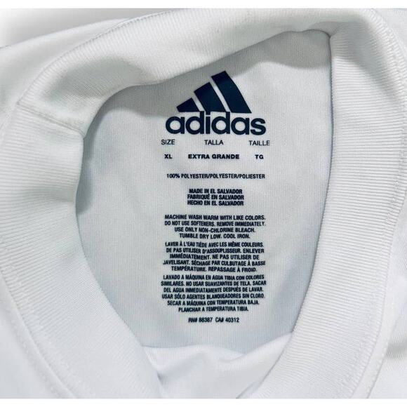 Adidas Mens X Large ClimaLite Shirt Contrast Stitches Logo White - Picture 2 of 7